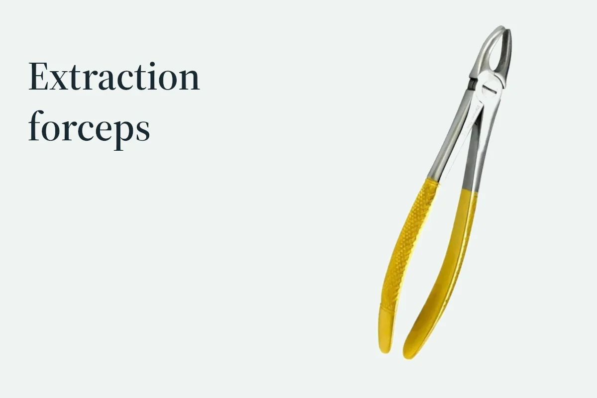 Complete extraction forceps presented to show the relationship between beak, joint and handle.